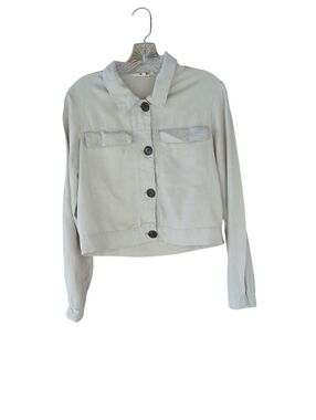 Ci Sono Cream Cropped Linen Rayon Jacket  Medium